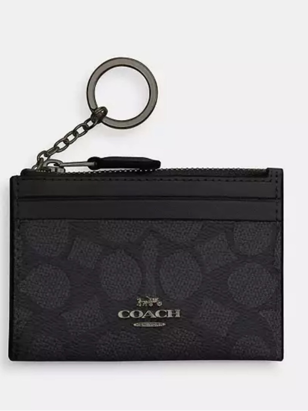 COACH MINI SKINNY ID CASE SIGNATURE CHARCOAL/BLACK